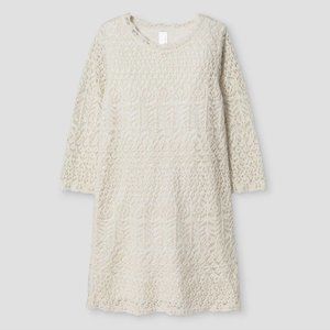 GIRLS Beige Cream Gold Crochet Dress  Sz XL